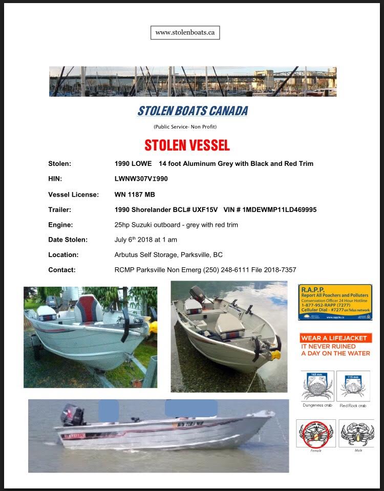 Stolen Boat Notice